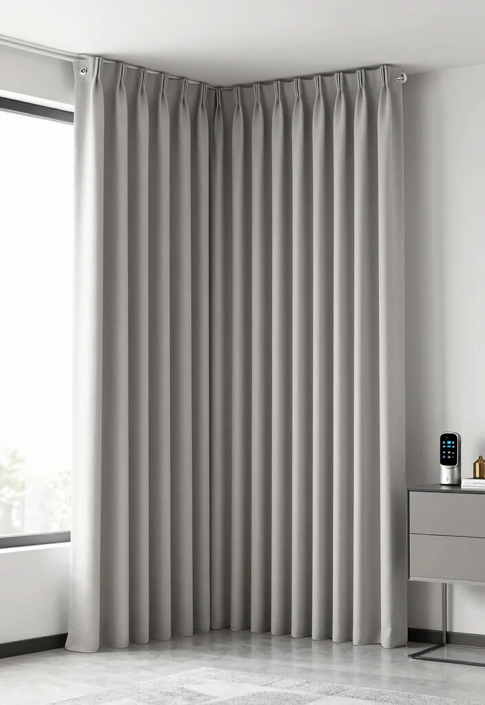 15 Square Bay Window Curtains Ideas With Tailored Style - 13. Smart Curtains for Modern Living 1