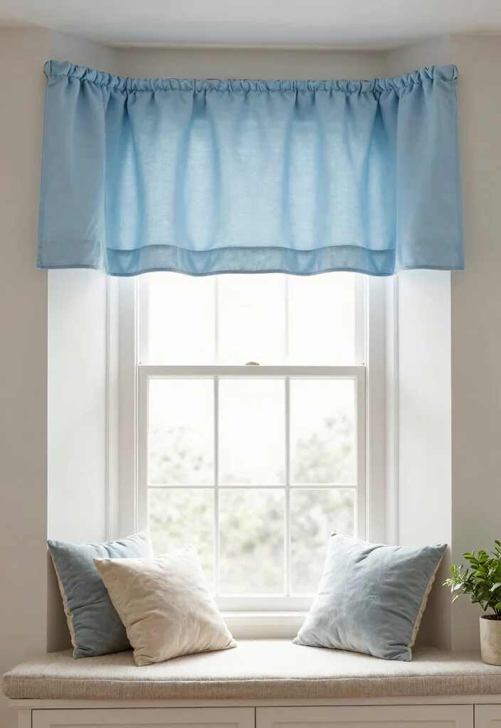 15 Square Bay Window Curtains Ideas With Tailored Style - 5. Tailored Valances for a Chic Finish 1