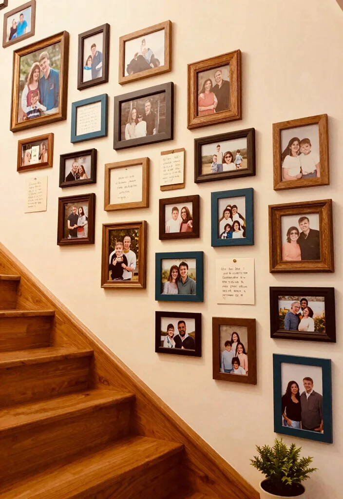 15 Wall Stairs Decor Ideas That Elevate Your Hallway - 1. Family Photo Gallery Wall 1