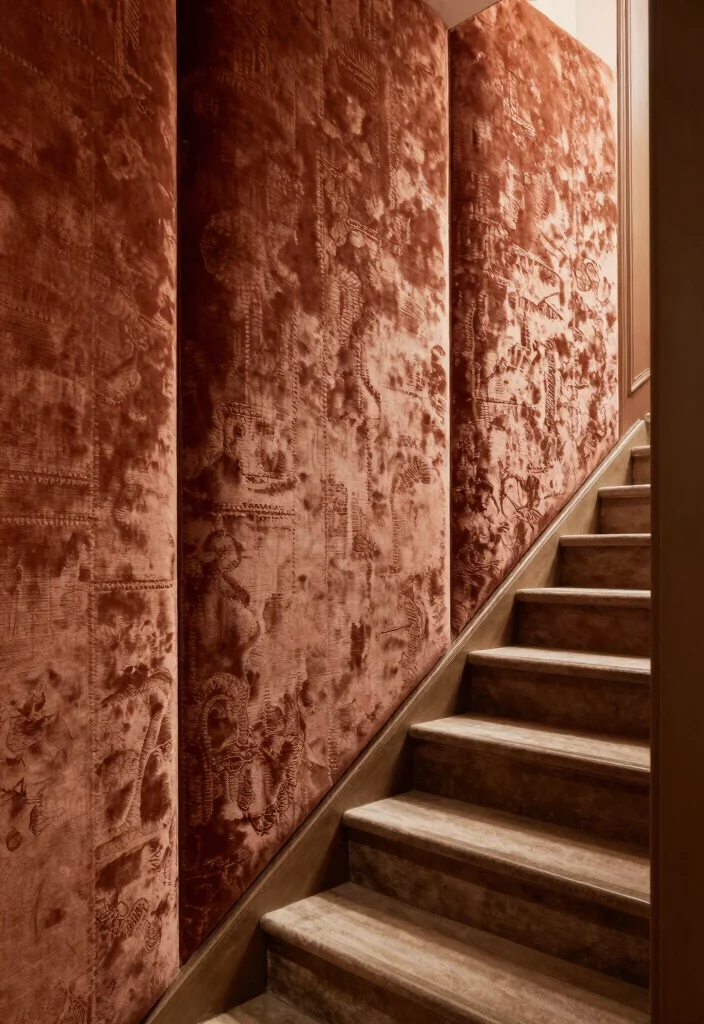 15 Wall Stairs Decor Ideas That Elevate Your Hallway - 10. Upholstered Wall Panels 1