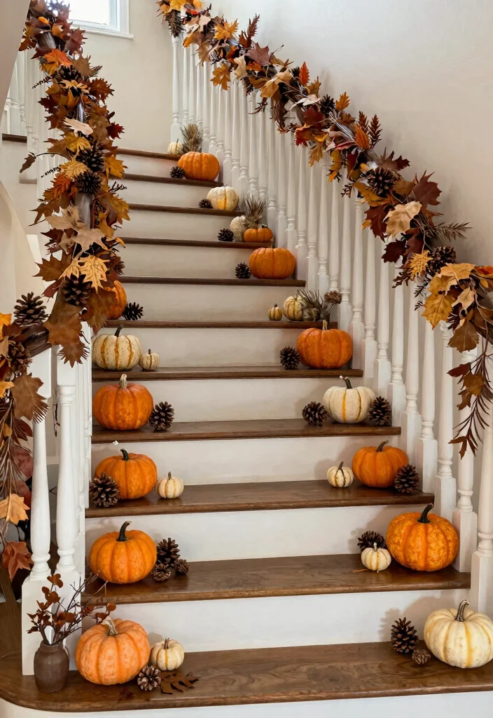 15 Wall Stairs Decor Ideas That Elevate Your Hallway - 14. Seasonal Decor Elements 1