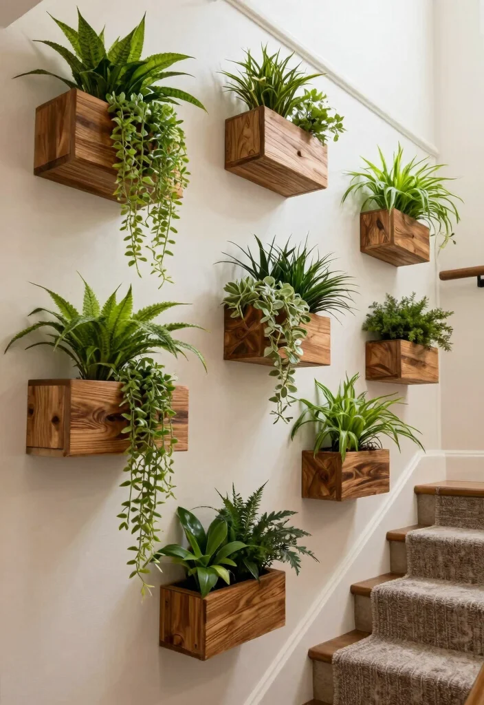 15 Wall Stairs Decor Ideas That Elevate Your Hallway - 4. Wall-Mounted Planters 1