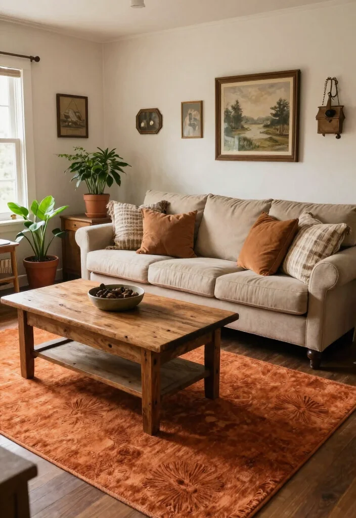 16 Burnt Orange Rug Ideas That Warm Up Any Room - 11. Farmhouse Charm 1