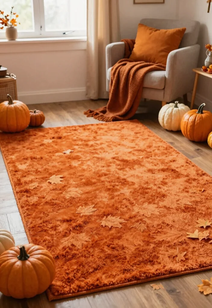 16 Burnt Orange Rug Ideas That Warm Up Any Room - 12. Seasonal Switch-Up 1