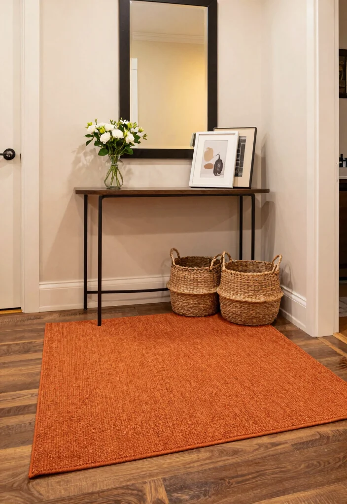 16 Burnt Orange Rug Ideas That Warm Up Any Room - 3. Statement Entryway 1