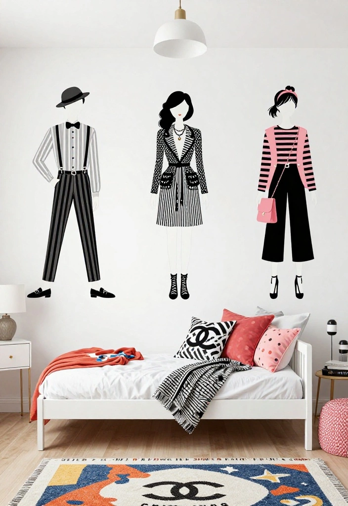 16 Chanel Wall Art Ideas With Luxe Fashion Vibes - 14. Chanel Inspired Wall Decals 1