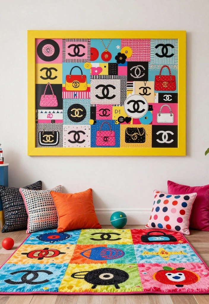 16 Chanel Wall Art Ideas With Luxe Fashion Vibes - 5. Colorful Chanel Collage 1