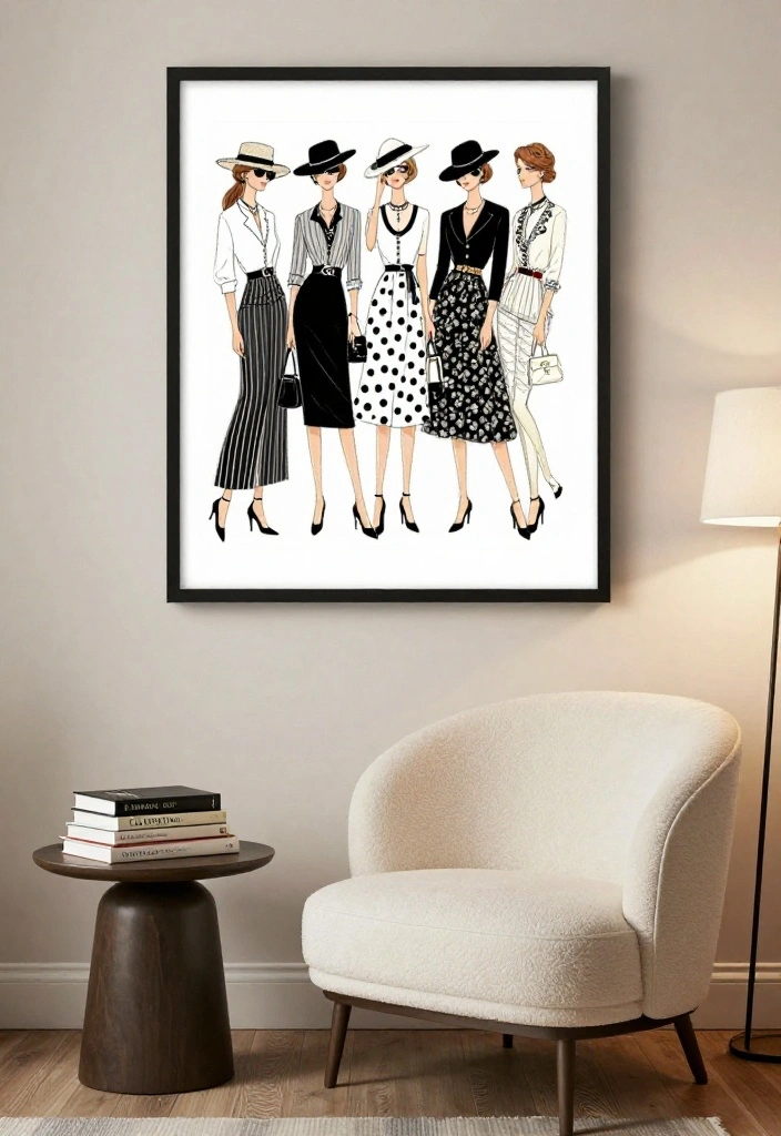 16 Chanel Wall Art Ideas With Luxe Fashion Vibes - 6. Chanel Inspired Fashion Illustrations 1