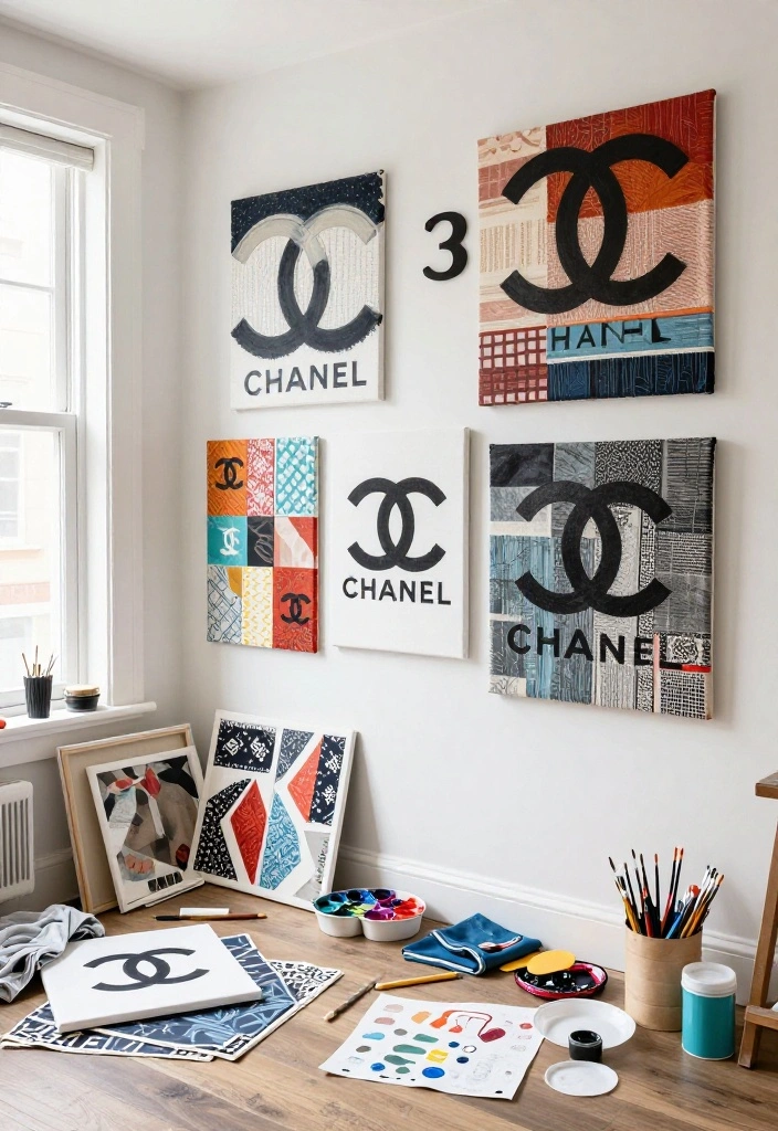 16 Chanel Wall Art Ideas With Luxe Fashion Vibes - 7. DIY Chanel Wall Art 1