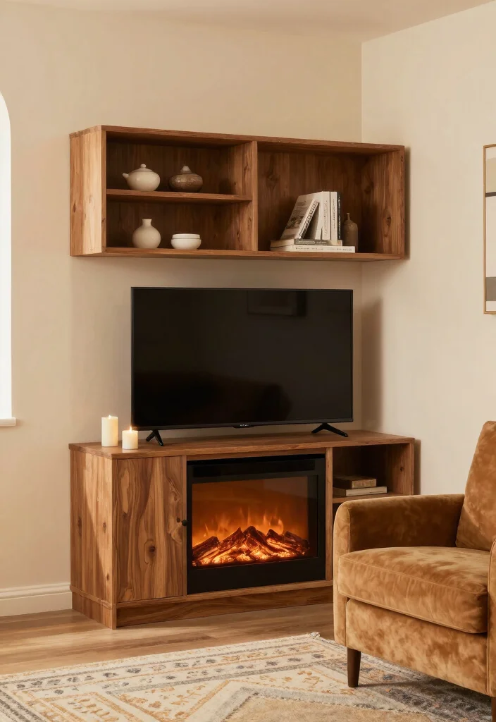 16 TV Unit Design Modern With Fireplace Ideas That Wow - 2. Corner TV Unit with Built-In Fireplace 1