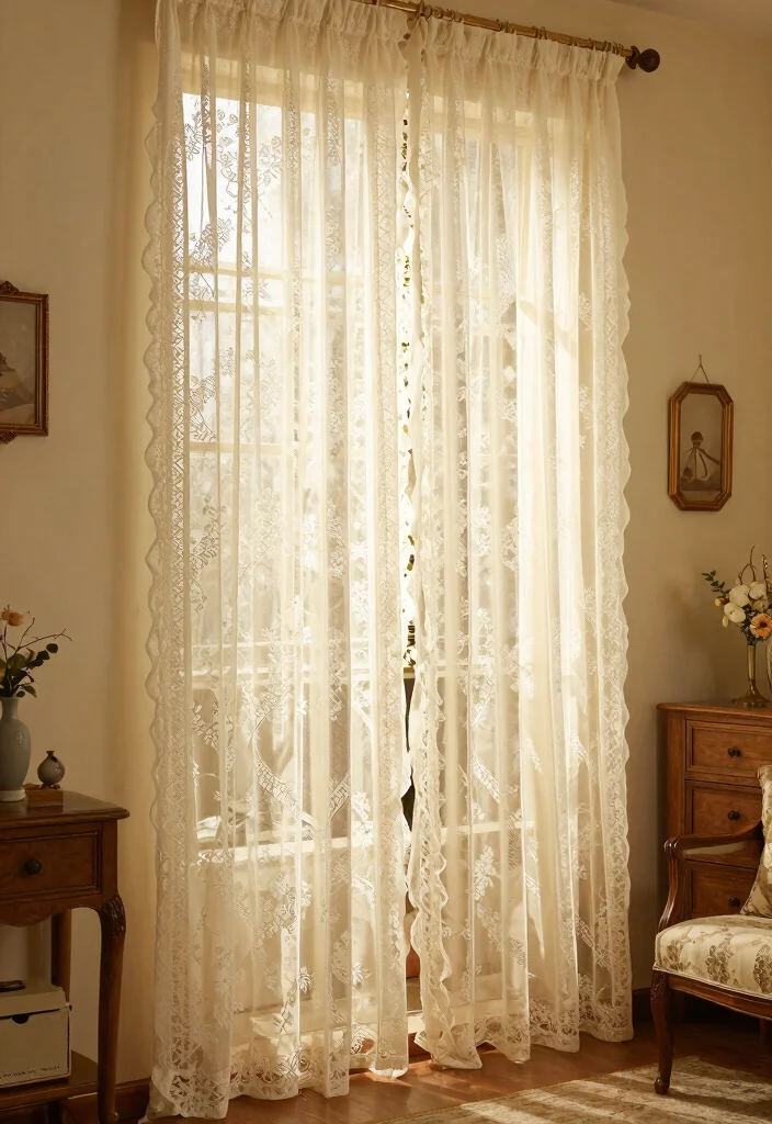 16 Vintage Lace Curtains Ideas With Romantic Charm - 16. Timeless Elegance: The Lasting Allure of Lace 1