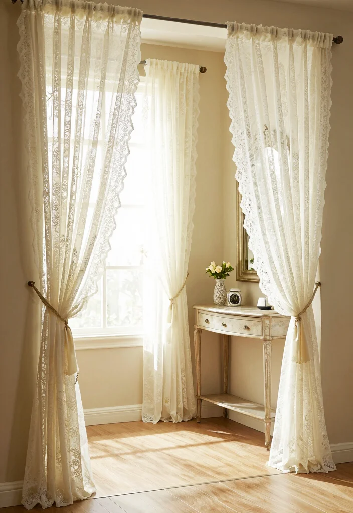 16 Vintage Lace Curtains Ideas With Romantic Charm - 8. Entryway Elegance: First Impressions Matter 1