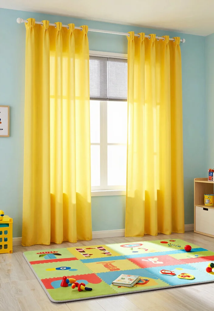 17 Blinds and Curtains Ideas That Layer Beautifully - 11. Color Pop 1