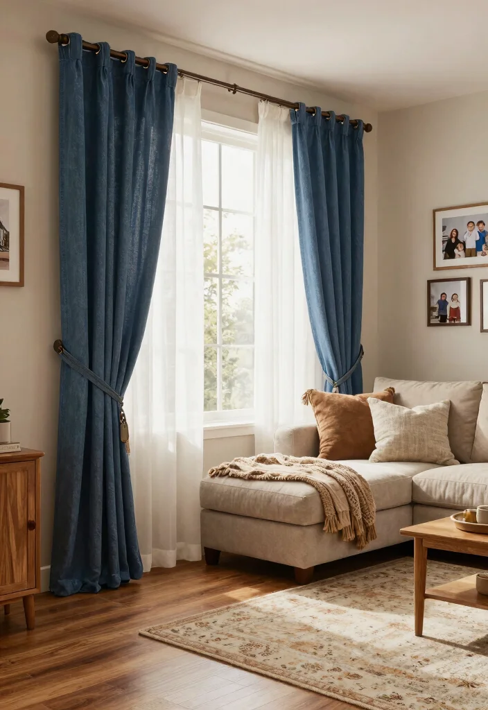 17 Blinds and Curtains Ideas That Layer Beautifully - 7. Cozy Fabric Combos 1