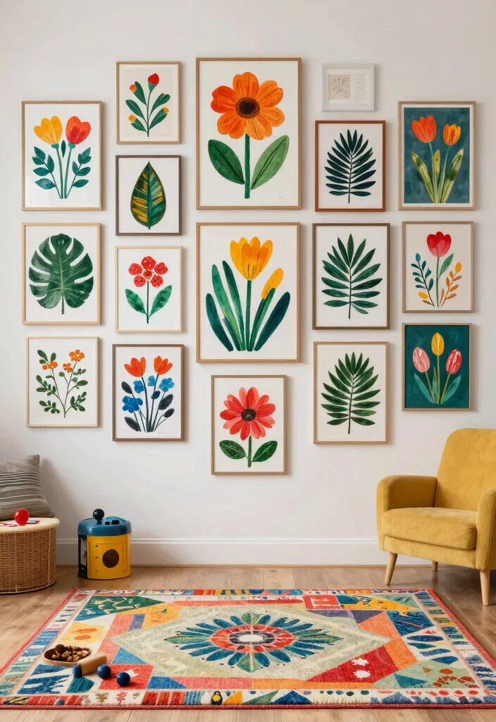 17 Room Decor Drawings Wall Art Ideas With Creative Flair - 10. Colorful Botanical Collages 1