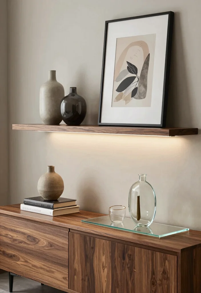 17 Wood Shelf Ideas That Add Natural Warmth - 14. Wood Shelf with Glass Accents for Elegance 1