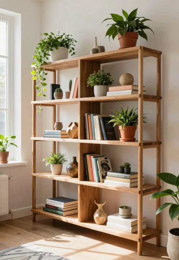 17 Wood Shelf Ideas That Add Natural Warmth - 7. Multi-Tiered Shelving for Dynamic Display 1