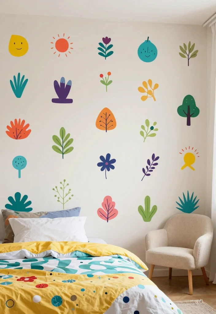 18 Bedroom Ideas Wall Decor Design 2026 Trending That Transform Your Space - 14. Fun, Playful Wall Decals 1
