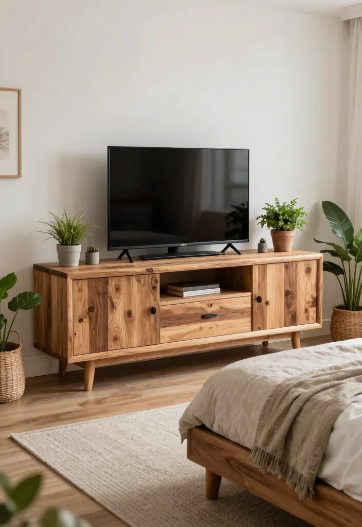 18 Modern TV Unit Ideas for Master Bedrooms with Sleek Finishes - 13. Eco-Friendly Designs 1