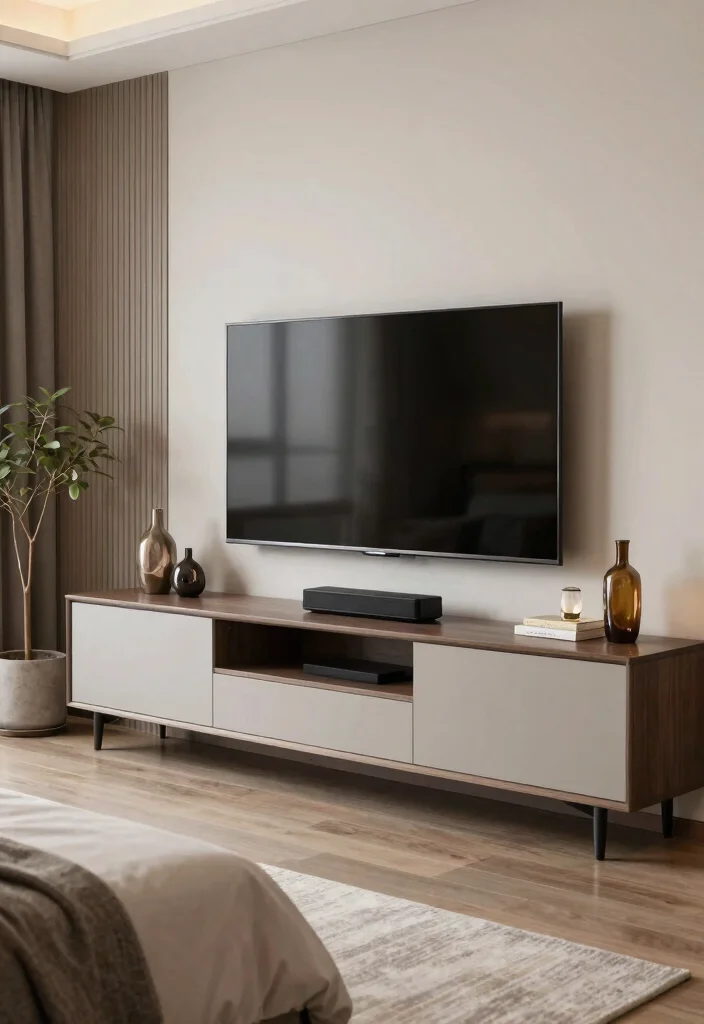 18 Modern TV Unit Ideas for Master Bedrooms with Sleek Finishes - 14. Smart Technology Integration 1