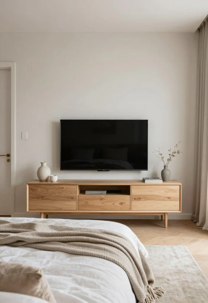 18 Modern TV Unit Ideas for Master Bedrooms with Sleek Finishes - 18. Scandi Inspired Simplicity 1