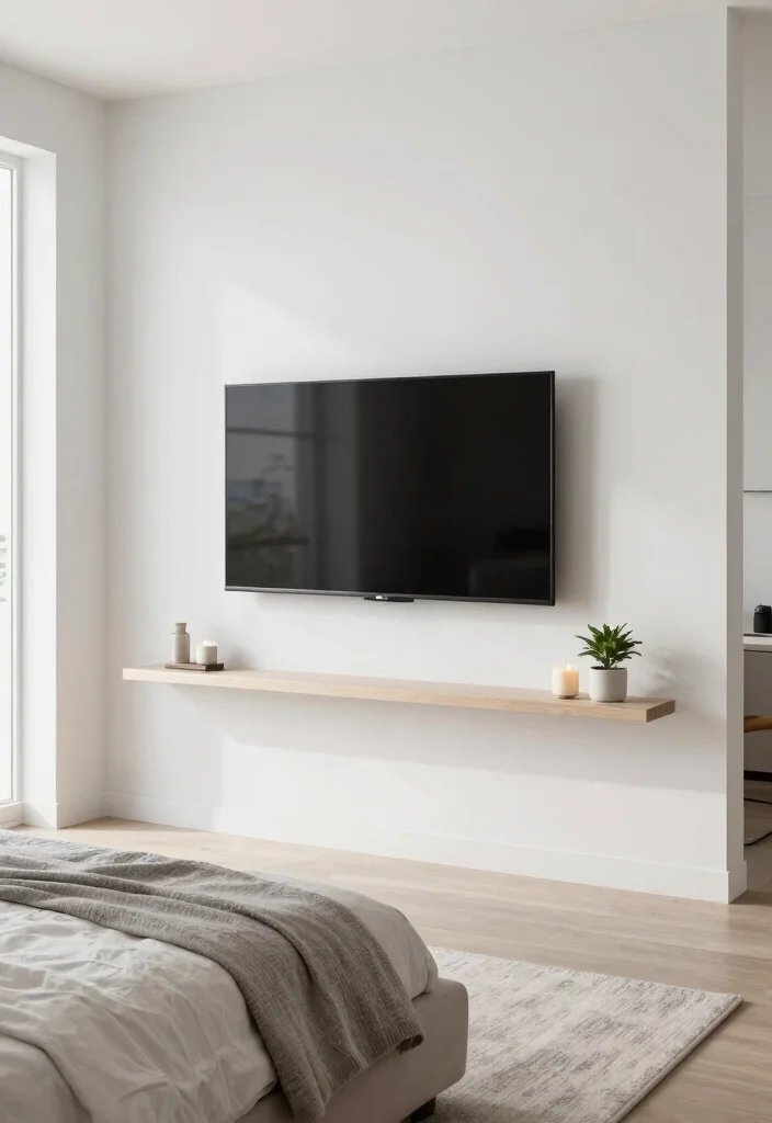 18 Modern TV Unit Ideas for Master Bedrooms with Sleek Finishes - 3. Minimalist Wall-Mounted Designs 1