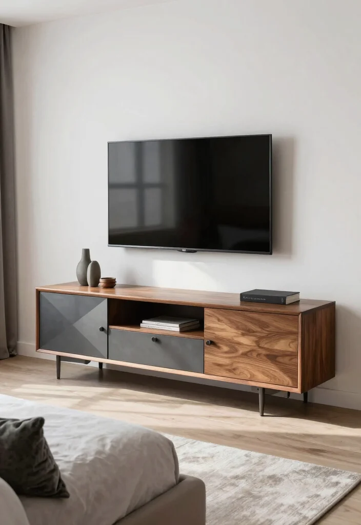18 Modern TV Unit Ideas for Master Bedrooms with Sleek Finishes - 9. Artistic Statements 1