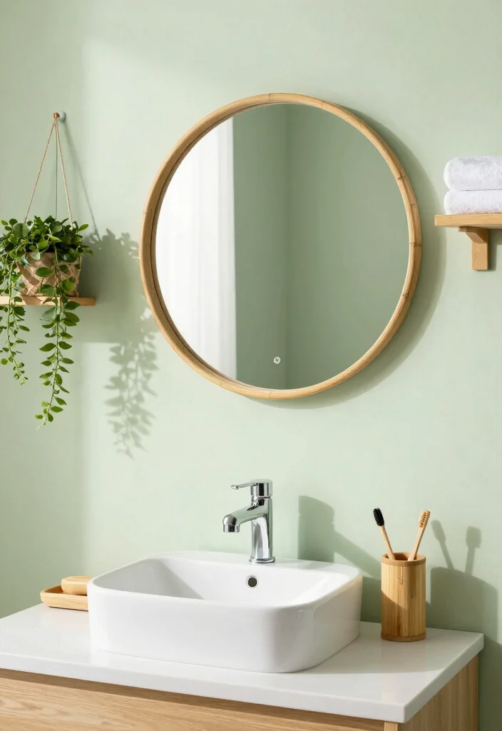 18 Round Bathroom Mirrors Ideas With Soft Modern Touch - 1. Natural Bamboo Round Mirrors 1