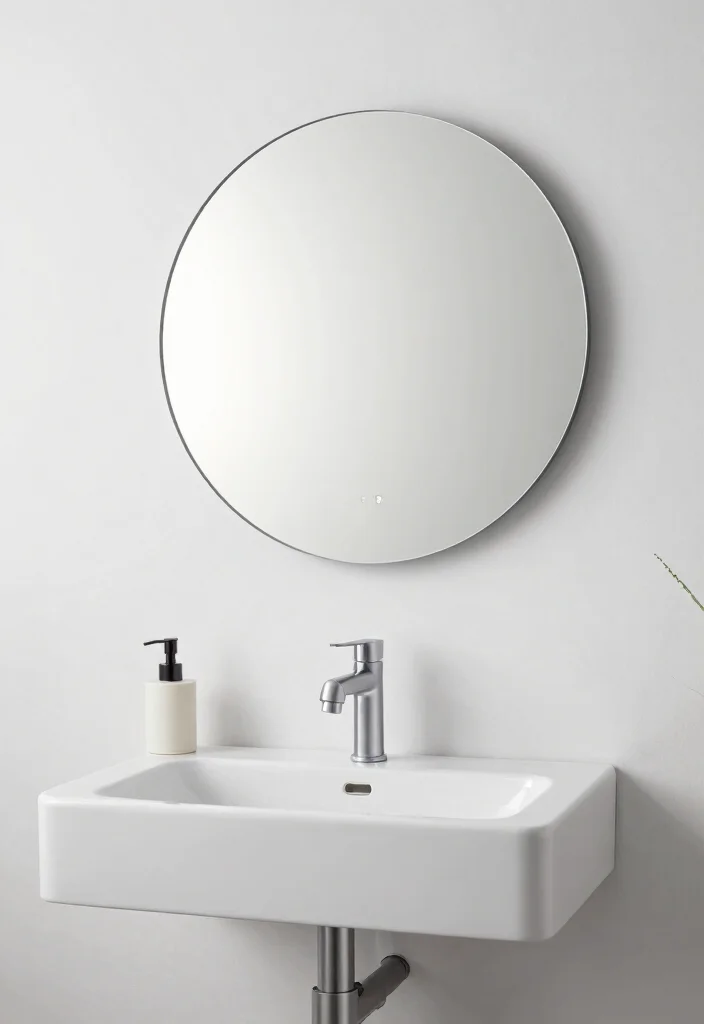 18 Round Bathroom Mirrors Ideas With Soft Modern Touch - 10. Floating Round Mirrors 1