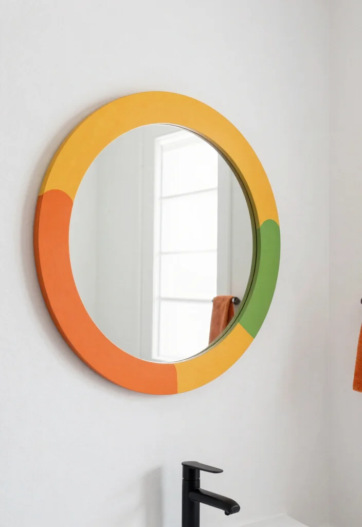 18 Round Bathroom Mirrors Ideas With Soft Modern Touch - 13. Round Mirrors with Unique Art Frames 1