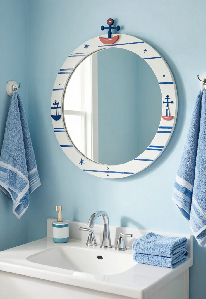 18 Round Bathroom Mirrors Ideas With Soft Modern Touch - 17. Themed Round Mirrors 1