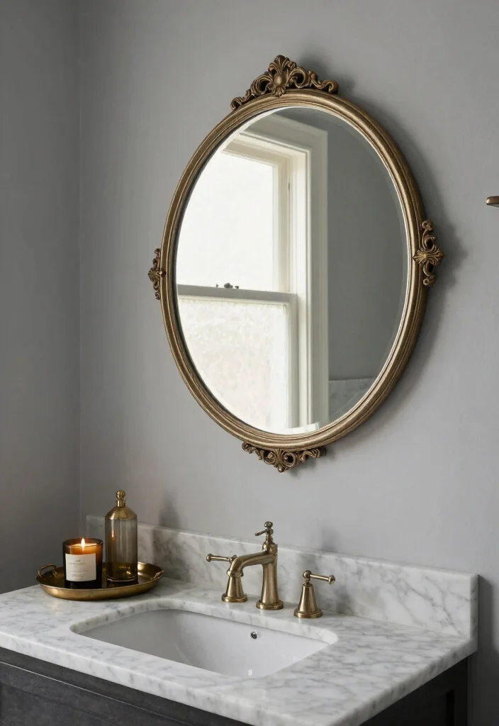 18 Round Bathroom Mirrors Ideas With Soft Modern Touch - 4. Vintage-Inspired Round Mirrors 1