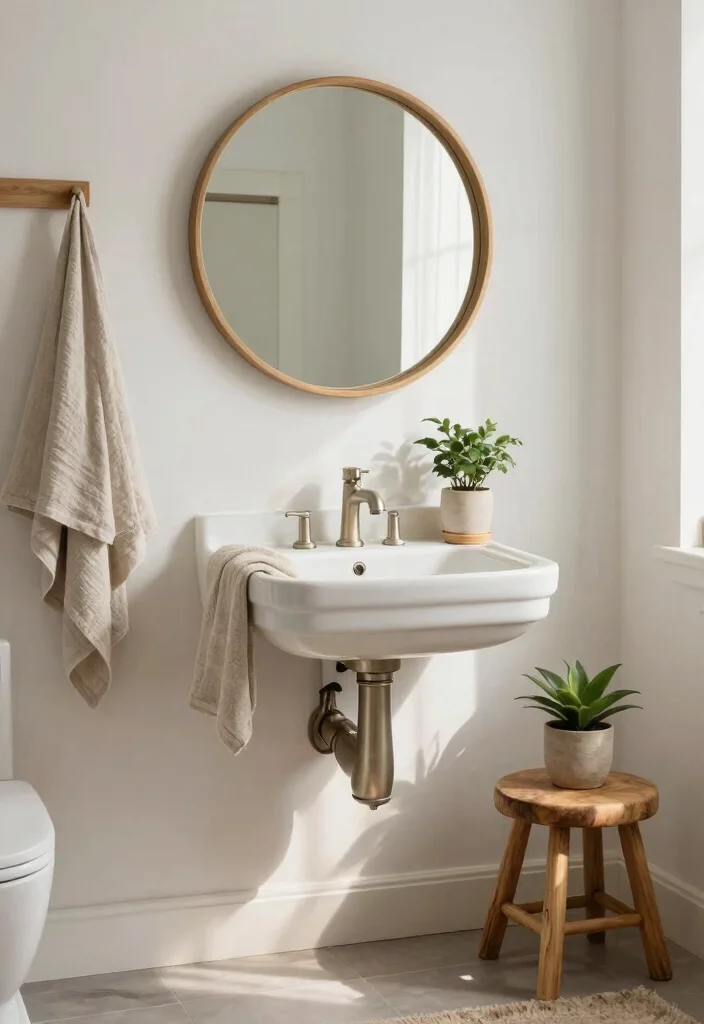 18 Round Bathroom Mirrors Ideas With Soft Modern Touch - 5. Mirrors with Wooden Frames 1
