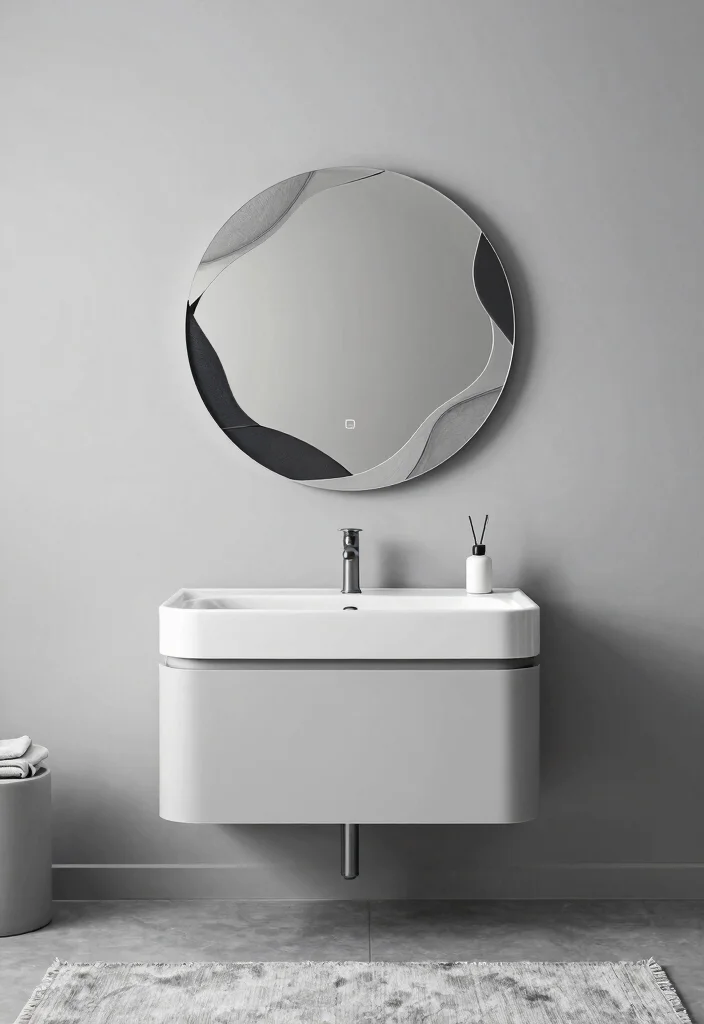 18 Round Bathroom Mirrors Ideas With Soft Modern Touch - 8. Artistic Round Mirrors 1