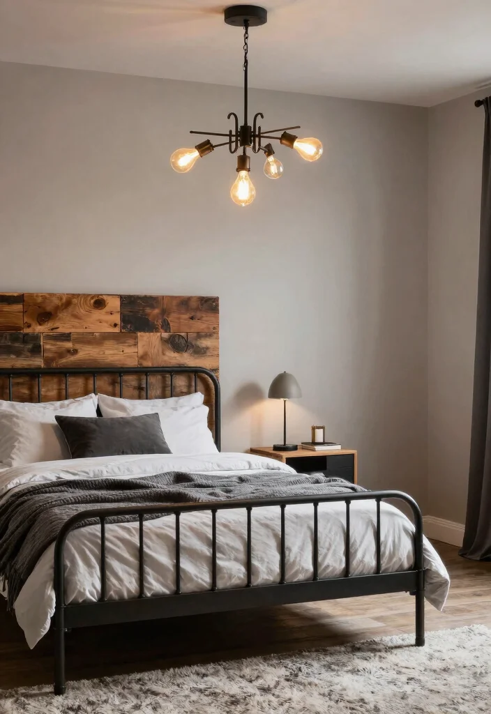 18 Small Bedroom Chandelier Ideas That Add Elegant Glow - 10. Industrial-Style Pendant Chandelier 1