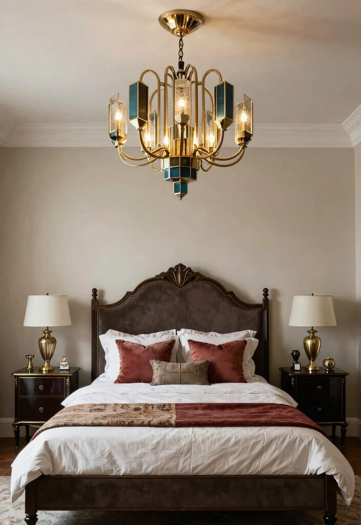 18 Small Bedroom Chandelier Ideas That Add Elegant Glow - 13. Elegant Art Deco Chandelier 1