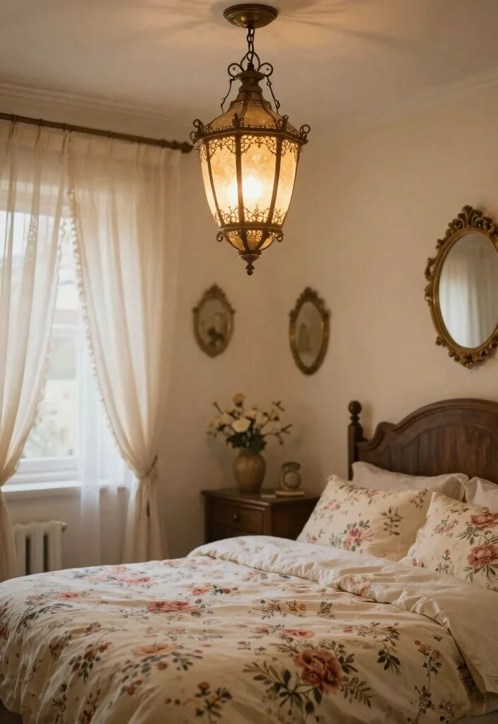 18 Small Bedroom Chandelier Ideas That Add Elegant Glow - 17. Romantic Vintage Lantern Chandelier 1
