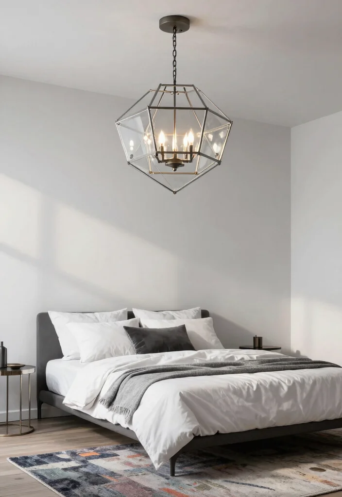 18 Small Bedroom Chandelier Ideas That Add Elegant Glow - 5. Chic Modern Geometric Chandelier 1