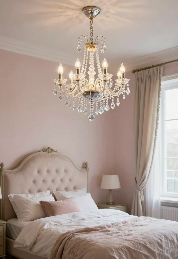 18 Small Bedroom Chandelier Ideas That Add Elegant Glow - 7. Glamorous Crystal Droplet Chandelier 1