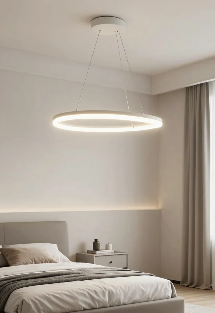 18 Small Bedroom Chandelier Ideas That Add Elegant Glow - 8. Minimalist LED Chandelier 1