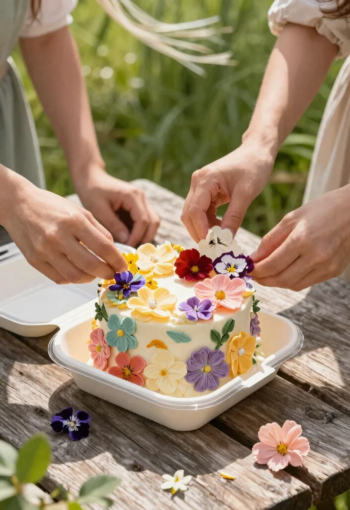 10 Engagement Bento Cake Ideas That Keep Frosting Intact During Transport - 1. Floral Elegance Bento Cake 1