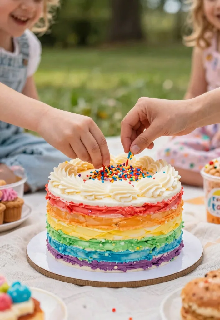 10 Engagement Bento Cake Ideas That Keep Frosting Intact During Transport - 5. Whimsical Rainbow Cake 1
