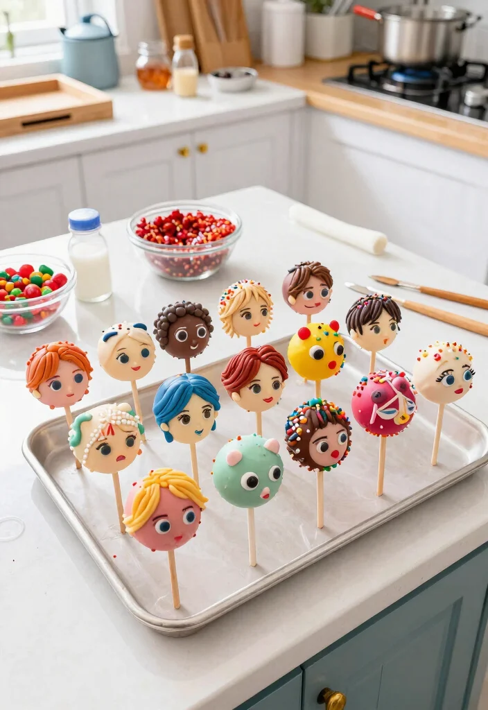 10 K-Pop Demon Hunters Cake Ideas Without Fondant Work - 1. K-Pop Character Cake Pops 1