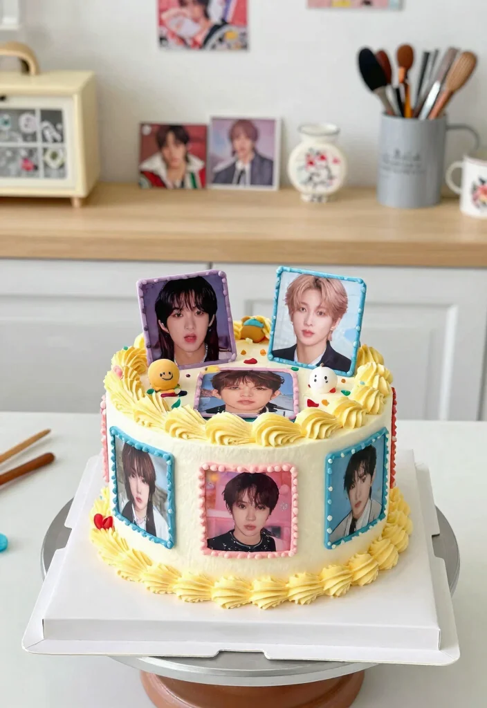 10 K-Pop Demon Hunters Cake Ideas Without Fondant Work - 4. K-Pop Iconic Album Cover Cake 1