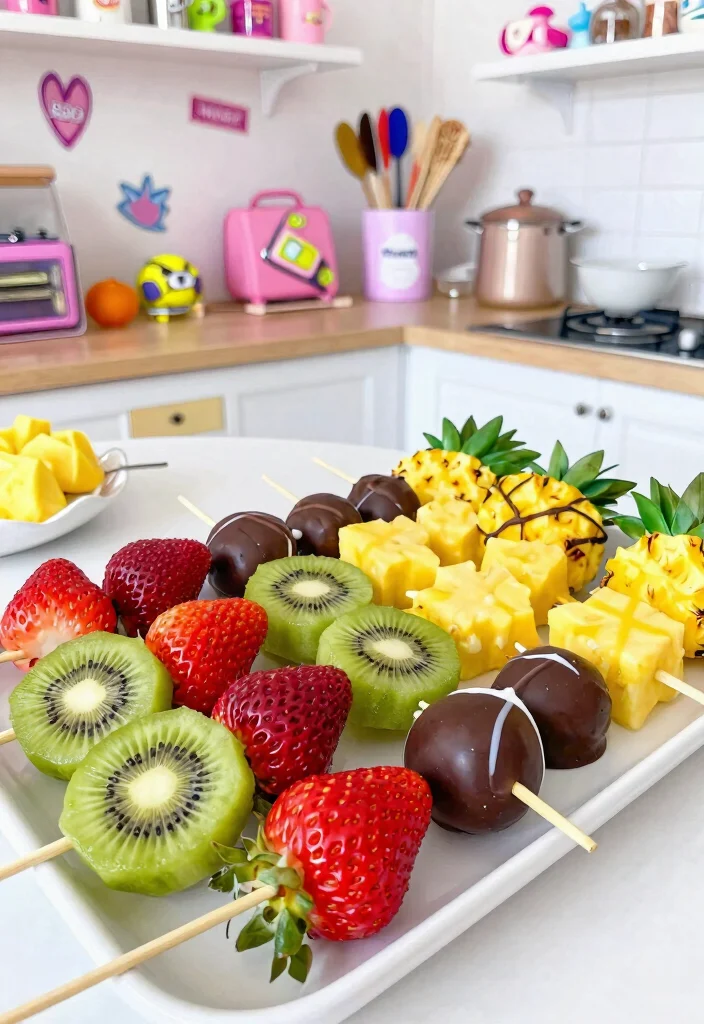 10 K-Pop Demon Hunters Cake Ideas Without Fondant Work - 5. Chocolate-Dipped K-Pop Fruit Skewers 1