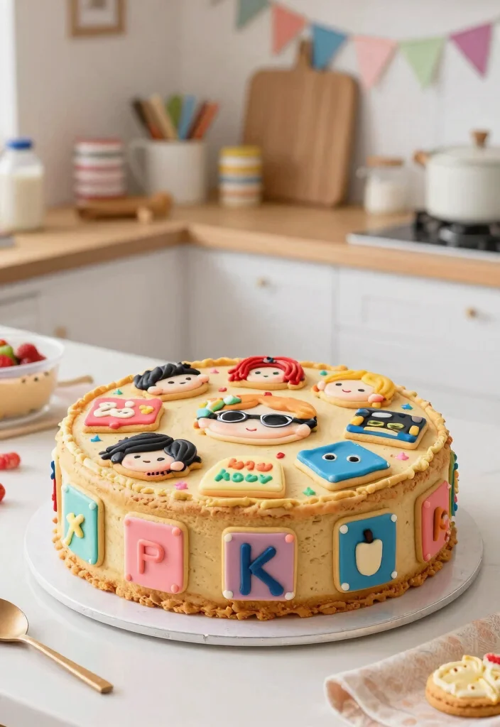 10 K-Pop Demon Hunters Cake Ideas Without Fondant Work - 8. K-Pop Giant Cookie Cake 1