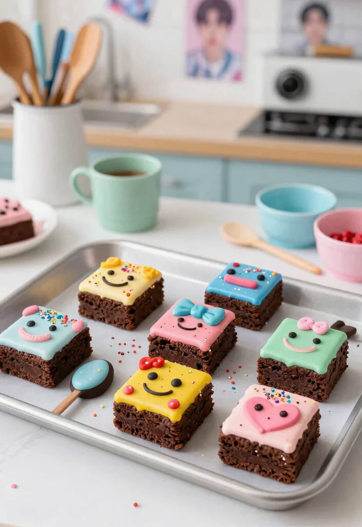 10 K-Pop Demon Hunters Cake Ideas Without Fondant Work - 9. K-Pop Themed Brownie Bites 1