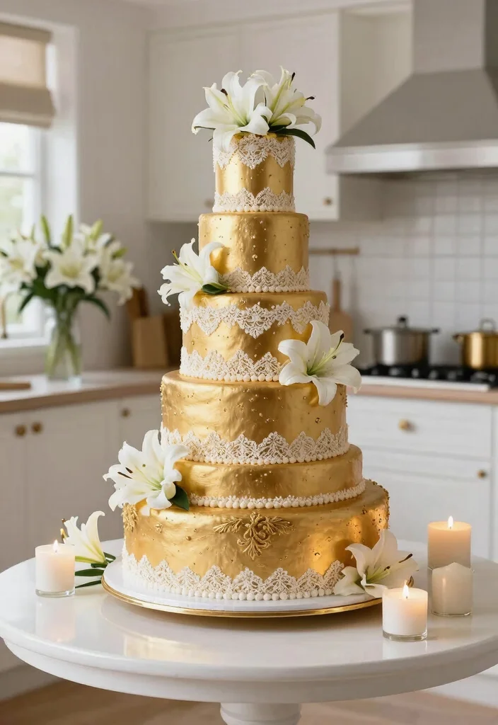 12 60th Anniversary Cake Ideas That Support Heavy Tiers - 1. Golden Elegance 1