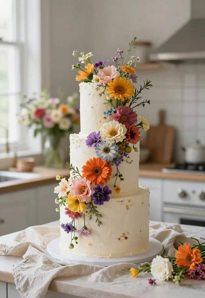12 60th Anniversary Cake Ideas That Support Heavy Tiers - 11. Floral Cascade 1