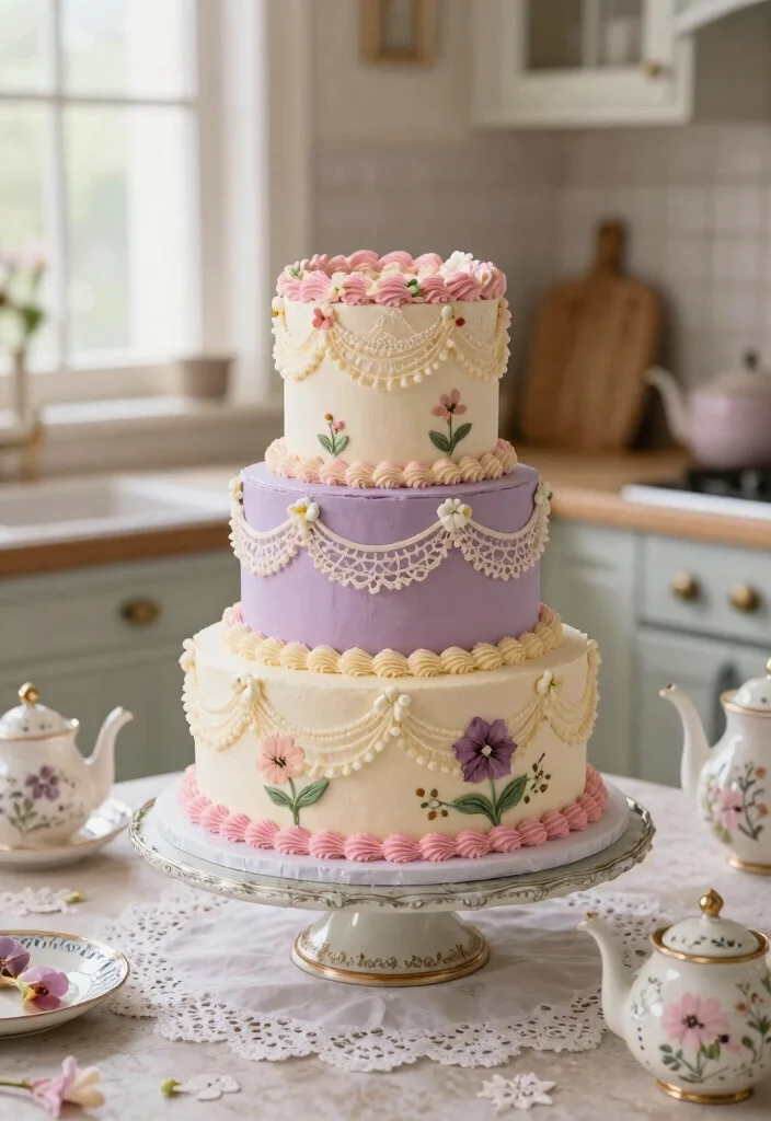 12 60th Anniversary Cake Ideas That Support Heavy Tiers - 2. Vintage Floral Delight 1